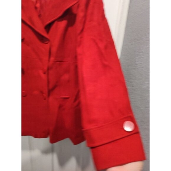 New York & Company Peacoat Womens Size 18 Red Wool Blend Double-Breasted Jacket - Picture 8 of 12